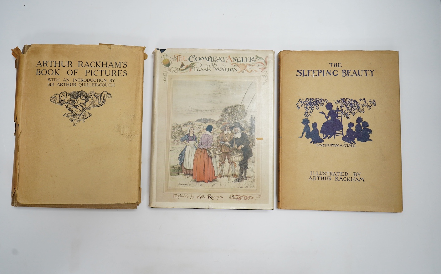 Rackham, Arthur (illustrator) – 3 works – Arthur Rackham’s Book of Pictures… with an Introduction by Sir Arthur Quiller-Couch, new impression, 4to, half-title, 44 tipped-in colour plates with captioned tissue-guards, ori